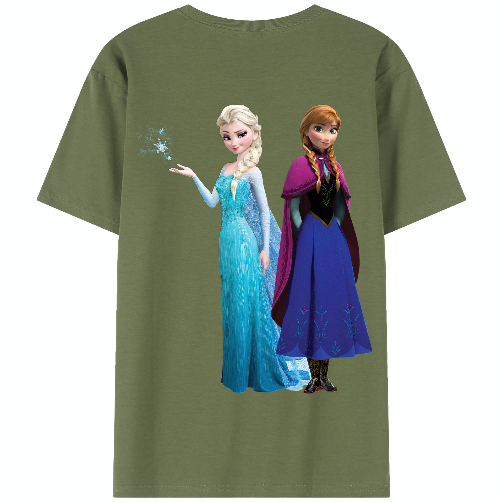 （画像用） アナと雪の女王 アンナ エルサ Frozen Anna Elsa 綿100％半袖Tシャツ（背面プリント）